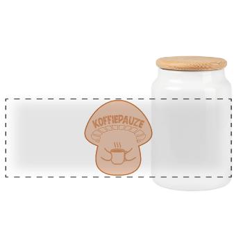 Koffiepauze Paddenstoelen - Boîte à biscuits avec couvercle en bois - blanc - Devant