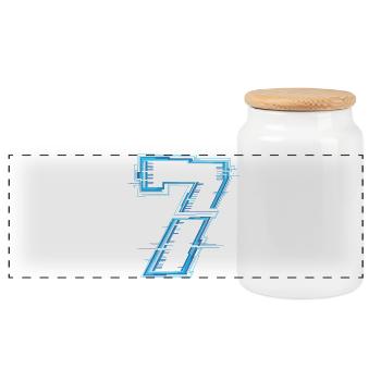Funny Group 7 67 Meme Halloween Costume - Panoramic Cookie Jar with Wooden Lid - white - Front