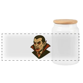 Vampir Dracula Illustration Retro-Stil Halloween - Panorama Keksdose mit Holzdeckel - Weiß - Vorne