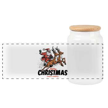 Vintage Santa - Panorama Keksdose mit Holzdeckel - Weiß - Vorne
