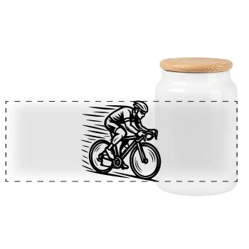 Racer - Panoramic Cookie Jar with Wooden Lid - white - Front