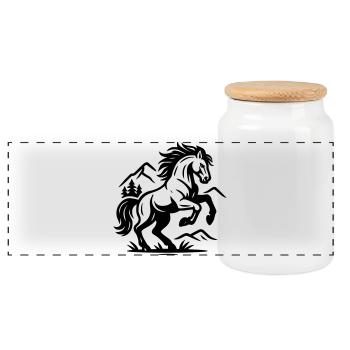Cheval - Boîte à biscuits avec couvercle en bois - blanc - Devant