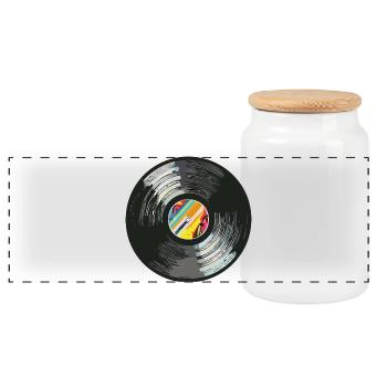 Vinyl_6 - Boîte à biscuits avec couvercle en bois - blanc - Devant