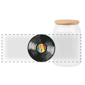 Vinyl_5 - Boîte à biscuits avec couvercle en bois - blanc - Devant
