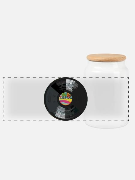 Vinyl_1 - Panoramic Cookie Jar with Wooden Lid - white
