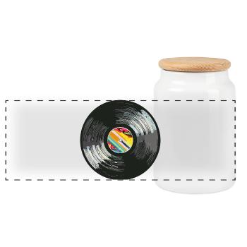 Vinyl_4 - Boîte à biscuits avec couvercle en bois - blanc - Devant