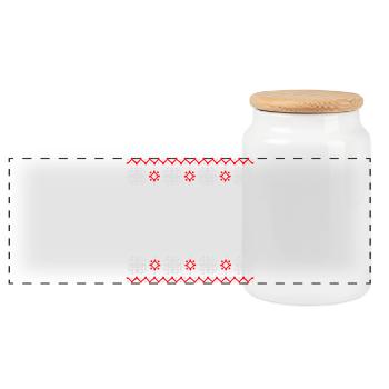 Ugly Sweater Weihnachten Muster Schneeflocken Cool - Panorama Keksdose mit Holzdeckel - Weiß - Vorne