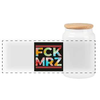 FCK MAR – Affichez vos couleurs contre la haine - Boîte à biscuits avec couvercle en bois - blanc - Devant