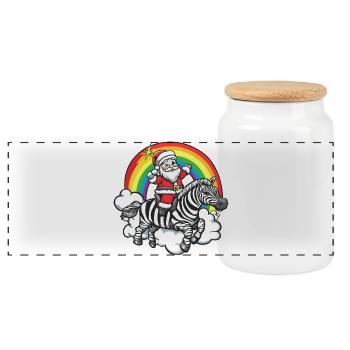 Zebra Weihnachtsmann Weihnachten - Panorama Keksdose mit Holzdeckel - Weiß - Vorne
