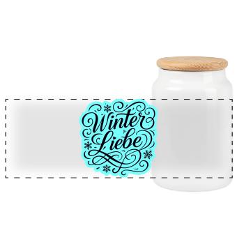 Winter Liebe Herz Winterlich - Panorama Keksdose mit Holzdeckel - Weiß - Vorne