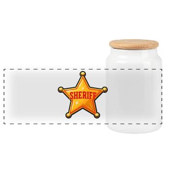 Illustration d’étoile de shérif - Boîte à biscuits avec couvercle en bois - blanc - Devant