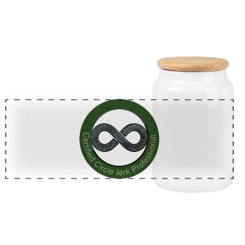 Certified Circle Jerk Professional - Panoramic Cookie Jar with Wooden Lid - white - Front