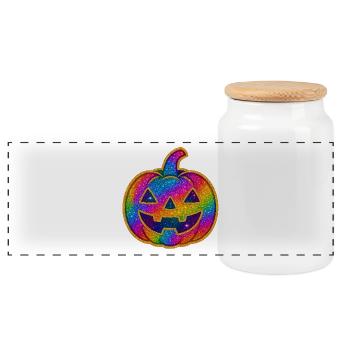 Regenbogen Glitzer Kürbis - Panorama Keksdose mit Holzdeckel - Weiß - Vorne