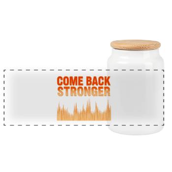 COME BACK STRONGER - Panorama Keksdose mit Holzdeckel - Weiß - Vorne