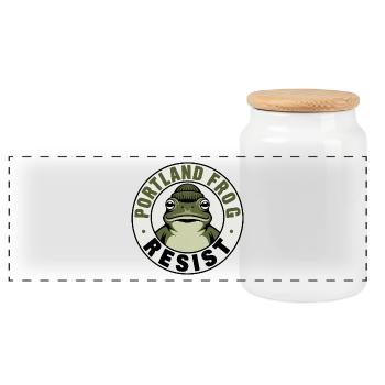 Portland Frosch Resist - USA Frosch T-Shirt - Panorama Keksdose mit Holzdeckel - Weiß - Vorne