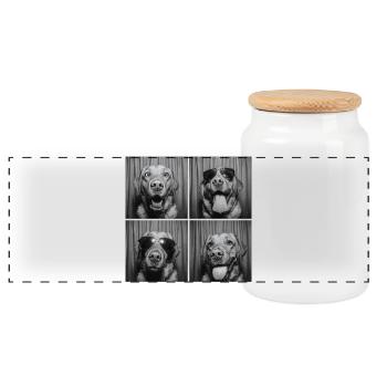 Lustig Labrador Hund Retro Fotobox - Panorama Keksdose mit Holzdeckel - Weiß - Vorne