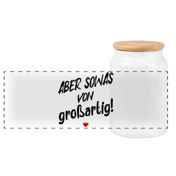 BE GREAT PRAISE SAYINGS - Panoramic Cookie Jar with Wooden Lid - white - Front