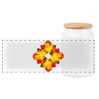 Glowing Maple Leaf Ornament – Autumnal Motif - Panoramic Cookie Jar with Wooden Lid - white - Front