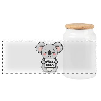Süße Koala Kostenlose Umarmungen - Panorama Keksdose mit Holzdeckel - Weiß - Vorne