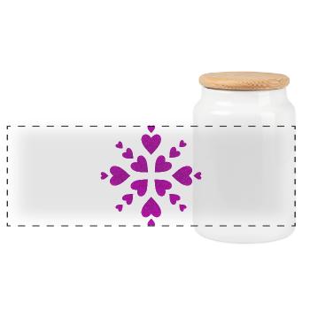 Mandala Herzen Fuchsia - Panorama Keksdose mit Holzdeckel - Weiß - Vorne