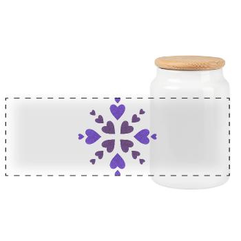 Spiral Purple Hearts - Panoramic Cookie Jar with Wooden Lid - white - Front