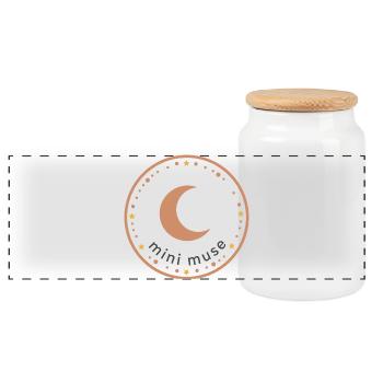 Niedliches Mondkreis-Design - Panorama Keksdose mit Holzdeckel - Weiß - Vorne