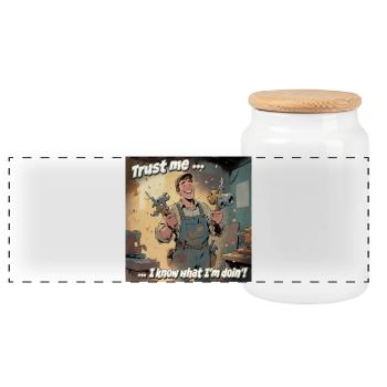 Croyez-moi, je sais ce que je fais ! - Boîte à biscuits avec couvercle en bois - blanc - Devant