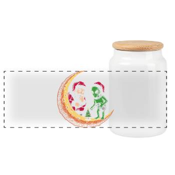 Alien Santa Lune Noël - Boîte à biscuits avec couvercle en bois - blanc - Devant