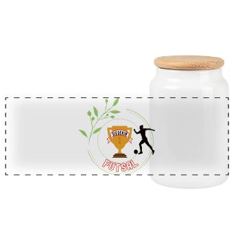 Futsal Winner Tournament Championship - Panoramic Cookie Jar with Wooden Lid - white - Front
