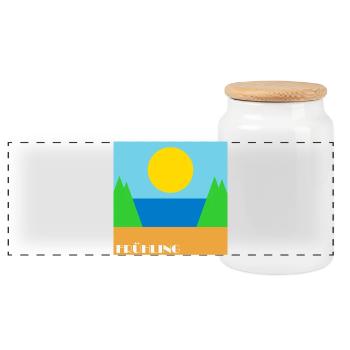 Spring - Panoramic Cookie Jar with Wooden Lid - white - Front