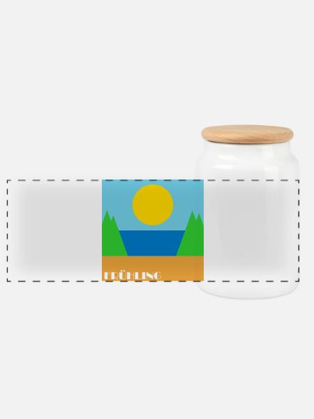 Fruehling - Panorama Keksdose mit Holzdeckel - Weiß