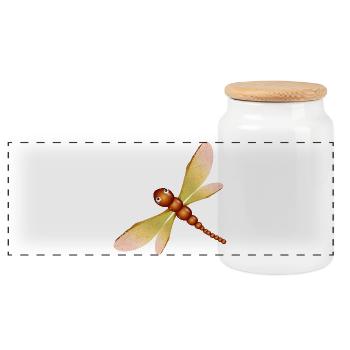 Magical chestnut dragonfly – childhood & handicrafts - Panoramic Cookie Jar with Wooden Lid - white - Front