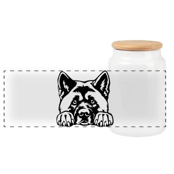 Akita d’Amérique - Boîte à biscuits avec couvercle en bois - blanc - Devant