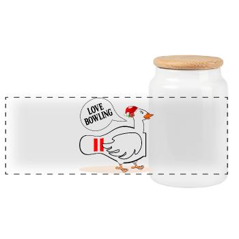 Liebe Bowling Gans - Panorama Keksdose mit Holzdeckel - Weiß - Vorne