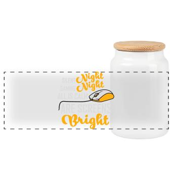 Nuit silencieuse Nuit de jeu Tous les écrans calmes Lumineux - Boîte à biscuits avec couvercle en bois - blanc - Devant