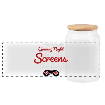 Nuit silencieuse Nuit de jeu Tous les écrans calmes Lumineux - Boîte à biscuits avec couvercle en bois - blanc - Devant
