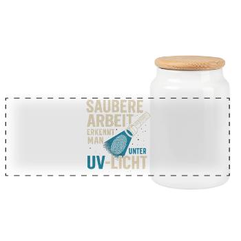 Clean work under UV light - Panoramic Cookie Jar with Wooden Lid - white - Front