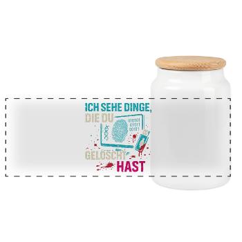 Ich sehe Dinge die du gelöscht hast - Panorama Keksdose mit Holzdeckel - Weiß - Vorne