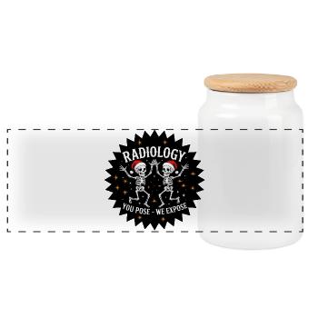 Radiology skeletons in Christmas style - Panoramic Cookie Jar with Wooden Lid - white - Front