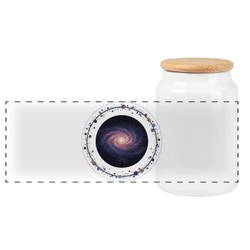 Galactic view in the star wreath - Panoramic Cookie Jar with Wooden Lid - white - Front