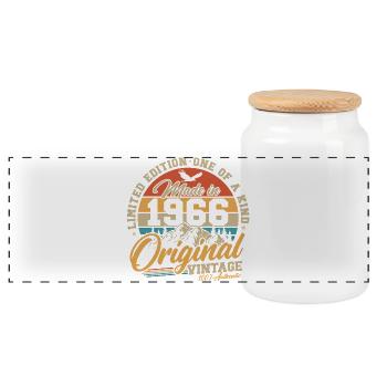 Original 1966 Vintage Anniversaire Cadeau Rétro - Boîte à biscuits avec couvercle en bois - blanc - Devant