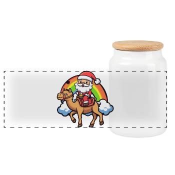 Noël du Père Noël à dos de chameau - Boîte à biscuits avec couvercle en bois - blanc - Devant