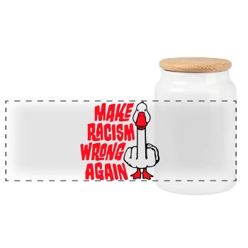Goose Make Racism Wrong Again Middle Finger Activist - Panoramic Cookie Jar with Wooden Lid - white - Front