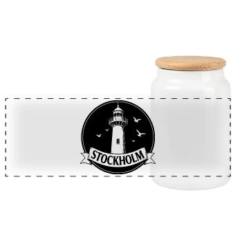 Phare de Stockholm Mer Scandinave - Boîte à biscuits avec couvercle en bois - blanc - Devant