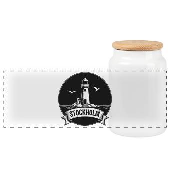Phare de Stockholm Mer Scandinave - Boîte à biscuits avec couvercle en bois - blanc - Devant