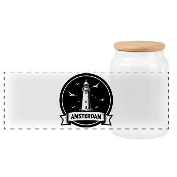 Phare d’Amsterdam Maritimes - Boîte à biscuits avec couvercle en bois - blanc - Devant