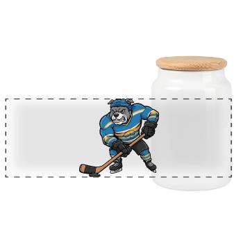 Cooler Pitbull mit Hockeyspieler Eishockey Spaß - Panoramic Cookie Jar with Wooden Lid - white - Front