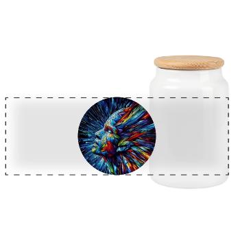 Geometrischer bunter Schrei - Panorama Keksdose mit Holzdeckel - Weiß - Vorne