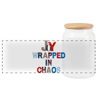 Christmas typography design - Panoramic Cookie Jar with Wooden Lid - white - Front