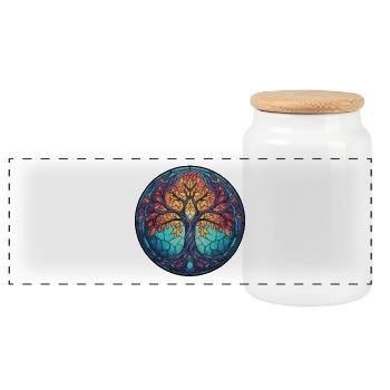 arbre de vie, dessin de nature, arbre sacré - Boîte à biscuits avec couvercle en bois - blanc - Devant